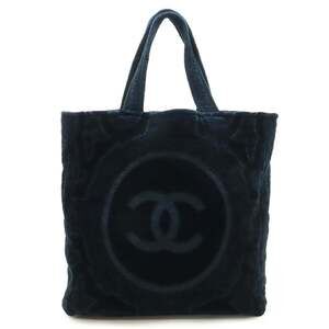 CHANEL Coco Mark Beach Tote, Bag, Large Shoulder Pile, Black, Includes Blanket